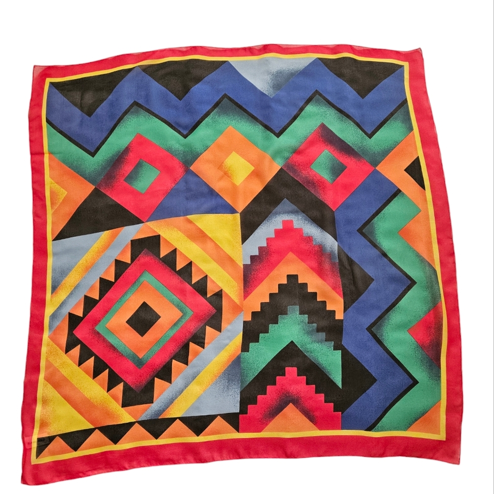 ELAINE GOLD Multi-Color Mixed Graphic Italian Made Scarf | 34" Sq